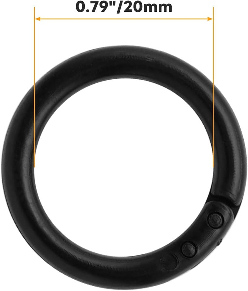 Semrien 120 Pcs 3/4 Inch Plastic Binder Rings, Loose Leaf Binder Book Rings, Black Index Card Rings Binder Clip Rings for Flash Cards, Key Rings, Index Cards, Paper (20mm, Black) - Image 2